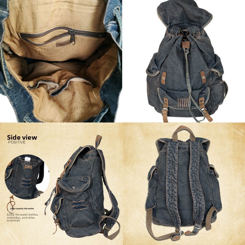 Retro Canvas Leather Double Sh - огляд і ціна Canvas Backpack Casual
